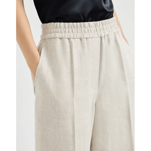 Brunello Cucinelli Loose Track trousers in Beige, view 4