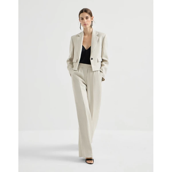 Brunello Cucinelli Loose Track trousers in Beige, view 5