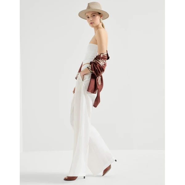 Brunello Cucinelli Loose Track trousers in White, view 5
