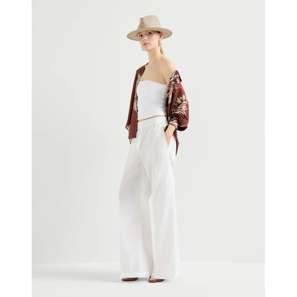 Brunello Cucinelli Loose Track trousers in White, view 6