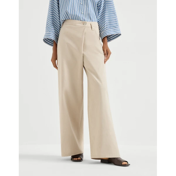 Brunello Cucinelli Loose Wrapped trousers in Sand, view 2