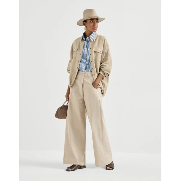 Brunello Cucinelli Loose Wrapped trousers in Sand, view 6
