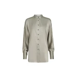 Brunello Cucinelli Mandarin-collar shirt in Olive