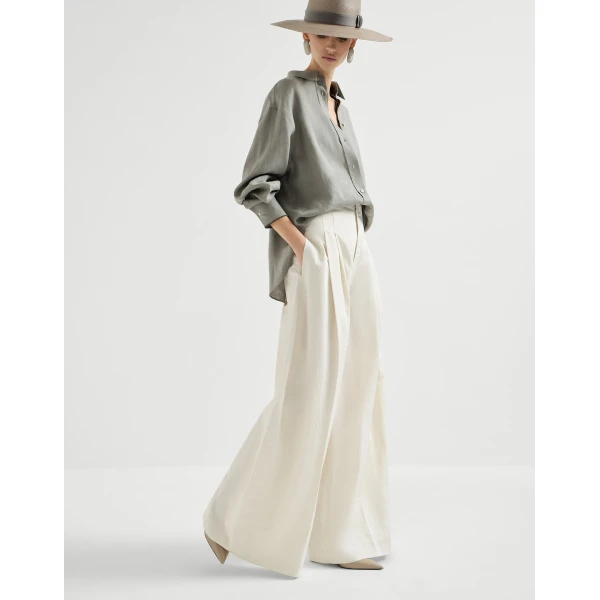 Brunello Cucinelli Maxi trousers in Butter, view 5