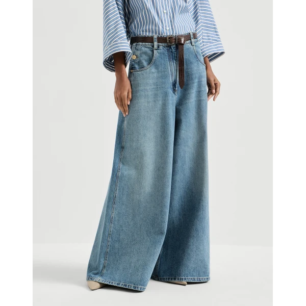 Brunello Cucinelli Maxi trousers in Denim, view 2