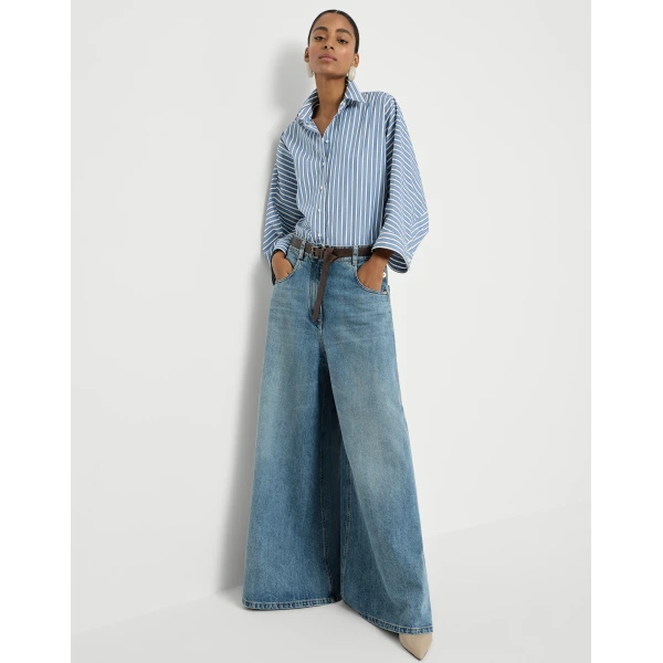 Brunello Cucinelli Maxi trousers in Denim, view 5