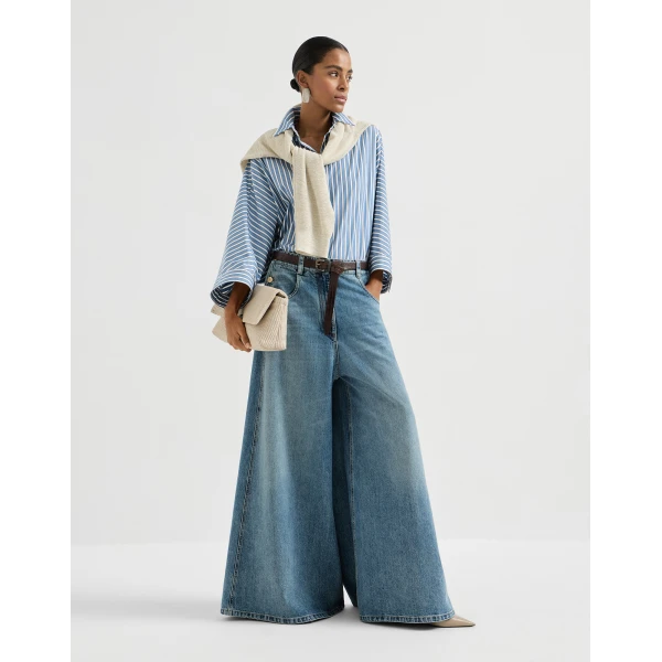 Brunello Cucinelli Maxi trousers in Denim, view 6