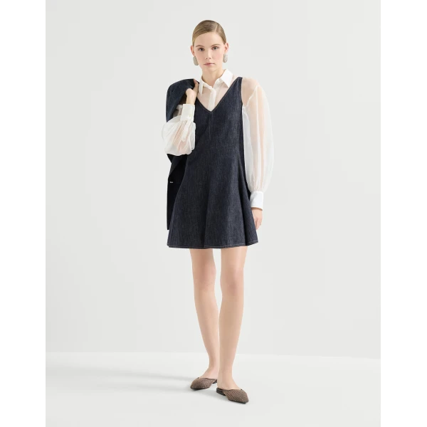 Brunello Cucinelli Mini dress in Dark Denim, view 6