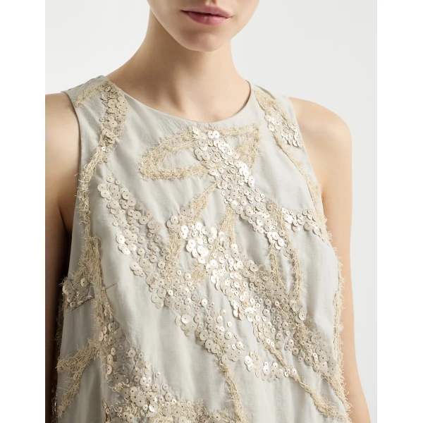 Brunello Cucinelli Mini dress with dazzling embroidery in Beige, view 4