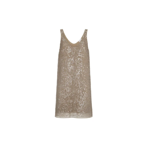 Brunello Cucinelli Mini dress with dazzling embroidery in Rope