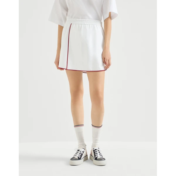 Brunello Cucinelli Mini skirt with logo in White, view 2