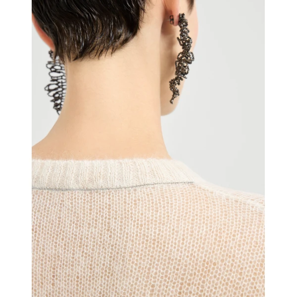 Brunello Cucinelli Mohair and wool sweater in Ivory, view 4