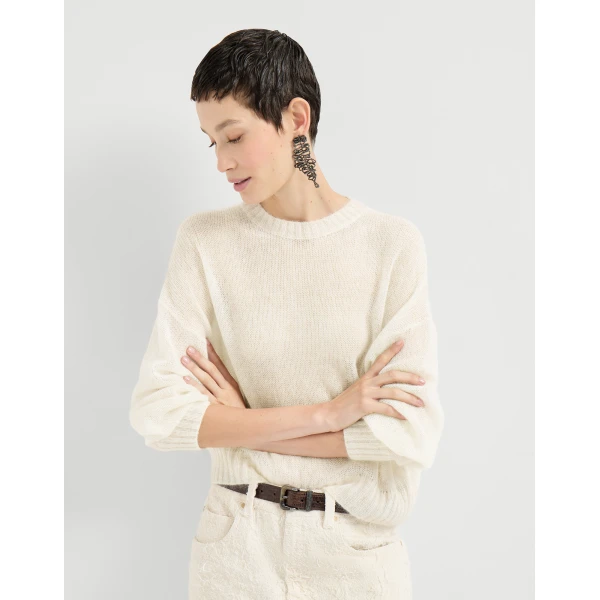 Brunello Cucinelli Mohair and wool sweater in Ivory, view 5
