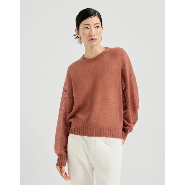 Brunello Cucinelli Mohair and wool sweater in Orange, view 2