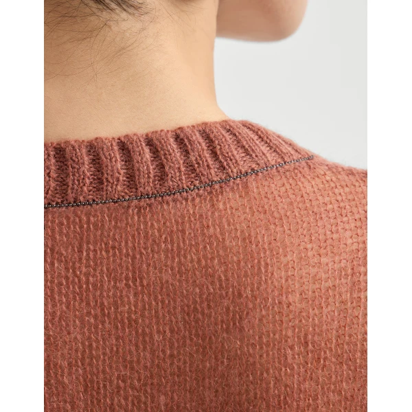 Brunello Cucinelli Mohair and wool sweater in Orange, view 4