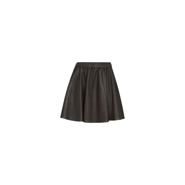 Brunello Cucinelli Nappa leather mini circle skirt in Coffee