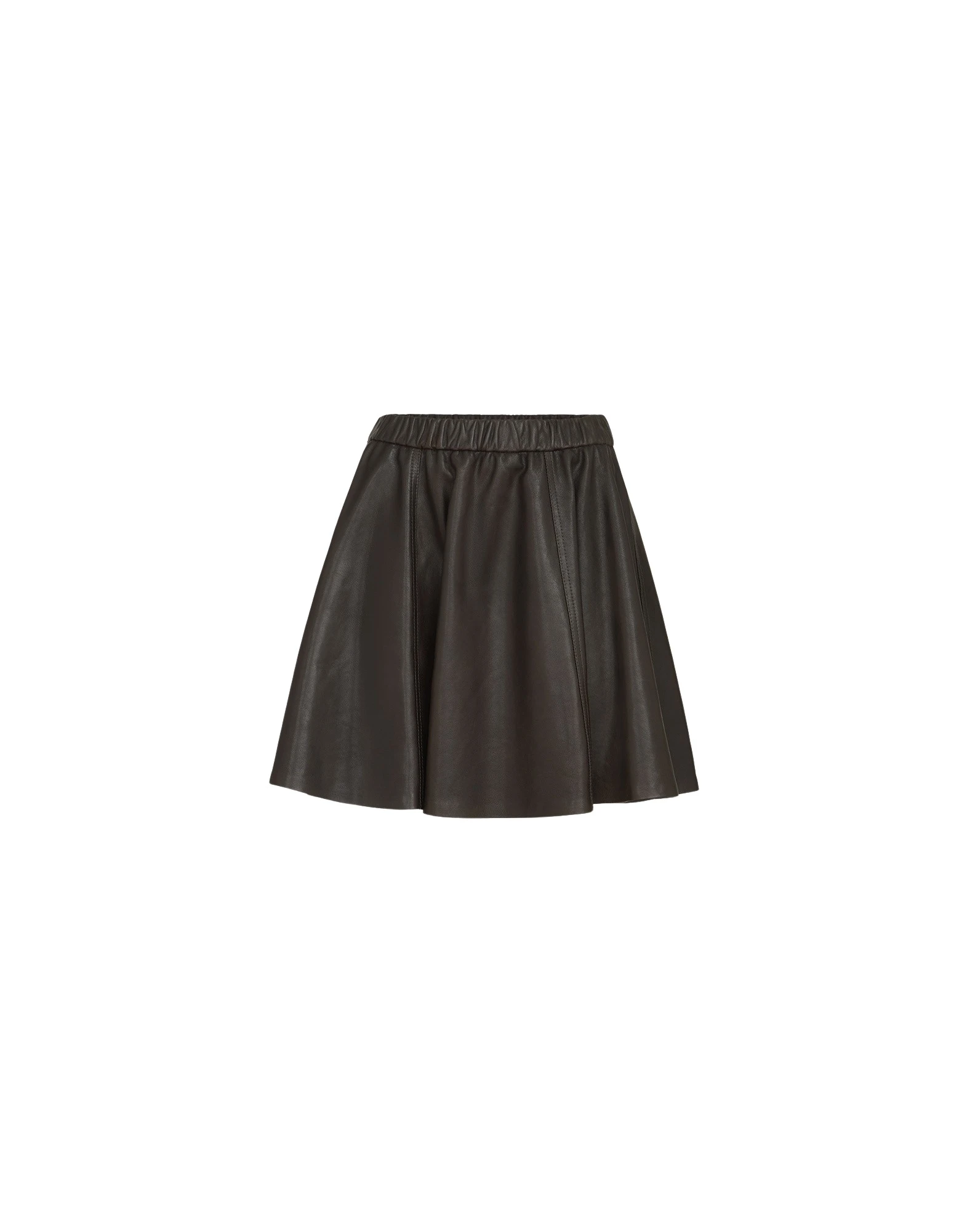 Nappa leather mini circle skirt in Coffee