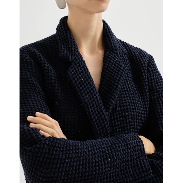 Brunello Cucinelli Net knit blazer in Blue, view 4