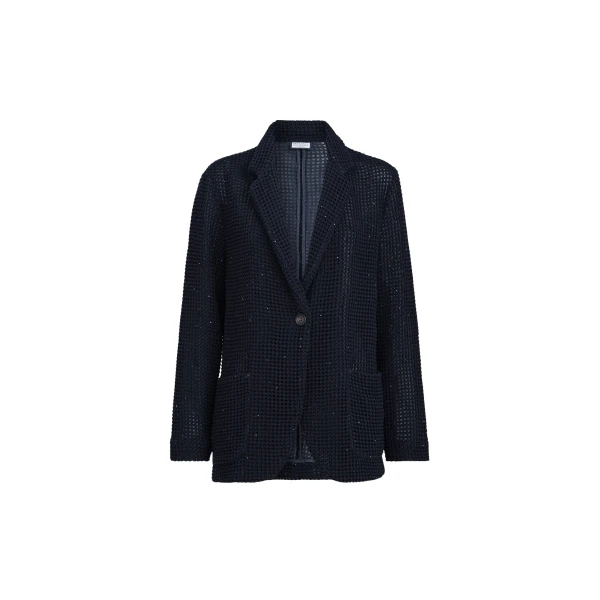 Brunello Cucinelli Net knit blazer in Blue