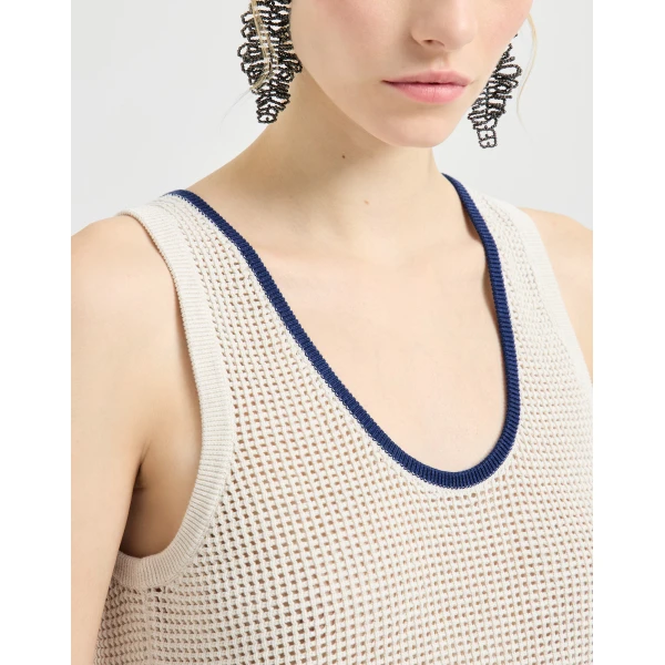 Brunello Cucinelli Net knit top in Oat, view 4