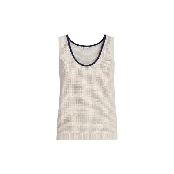 Brunello Cucinelli Net knit top in Oat