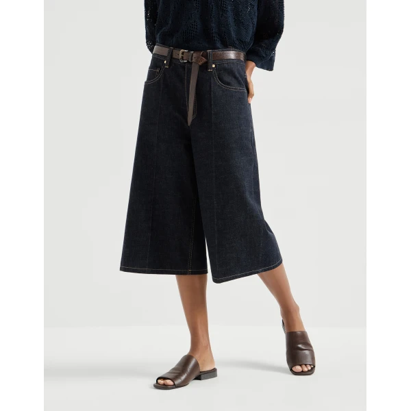 Brunello Cucinelli No-fade denim long Bermuda shorts in Denim, view 2