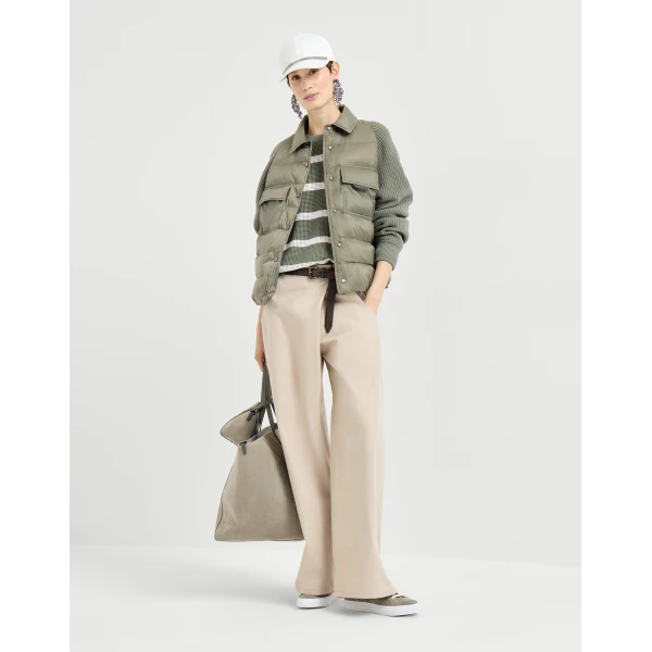 Brunello Cucinelli Nylon down jacket with monili in Green, view 6