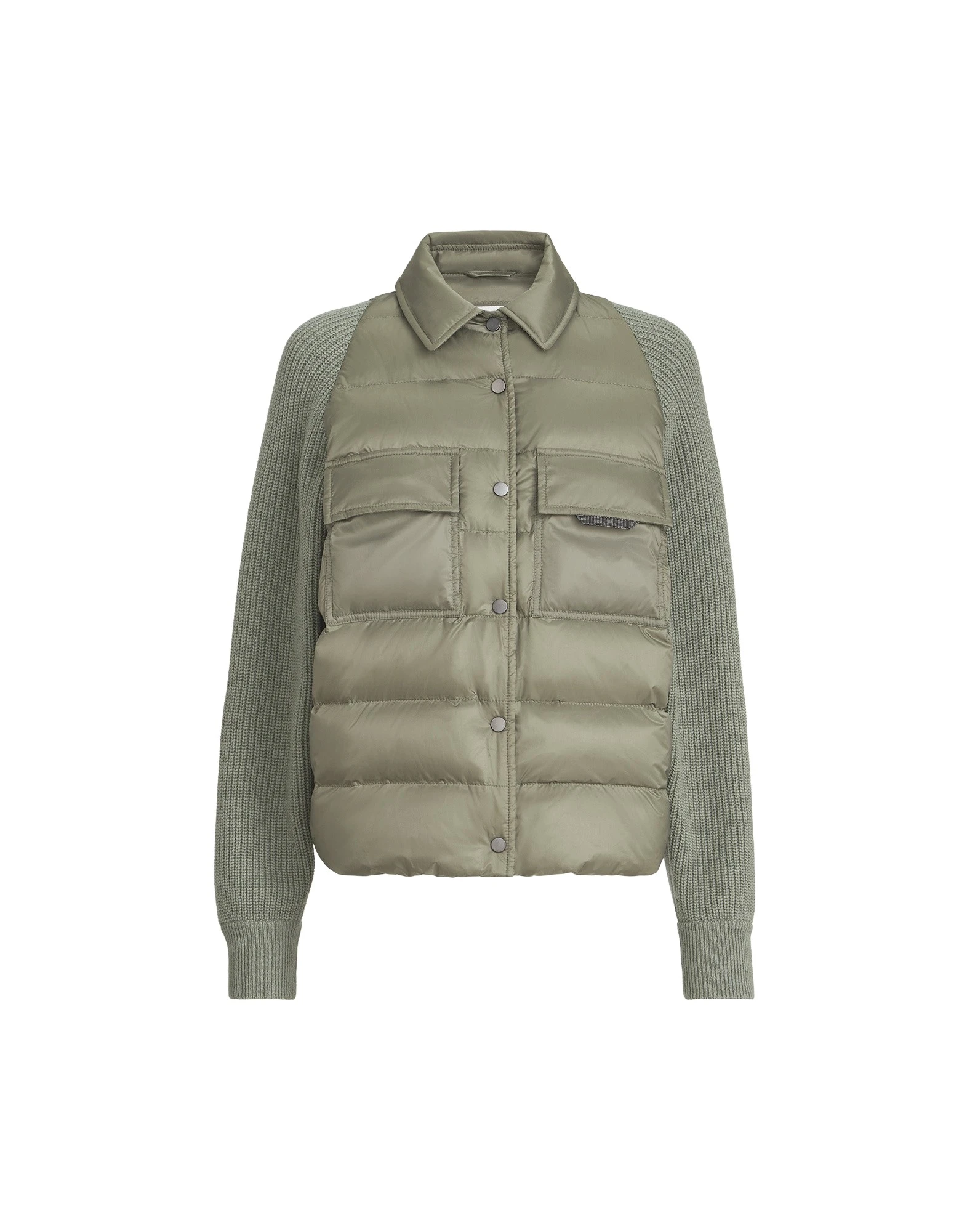 Brunello Cucinelli Nylon down jacket with monili in Green
