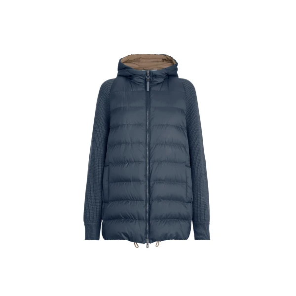Brunello Cucinelli Nylon hooded down jacket in Blue