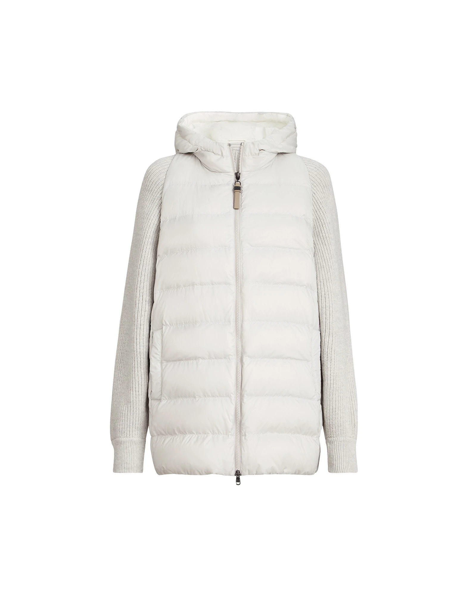 Brunello Cucinelli Nylon hooded down jacket in Light Grey