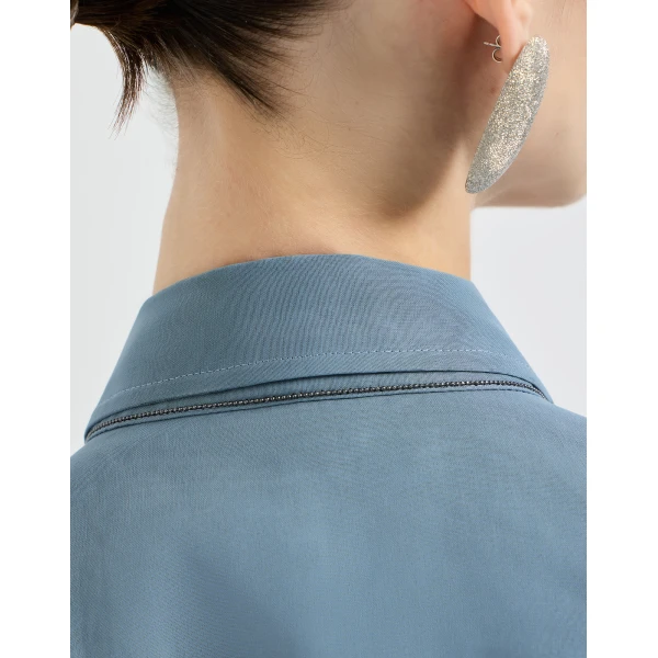 Brunello Cucinelli Organza shirt in Azure, view 4