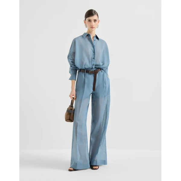 Brunello Cucinelli Organza shirt in Azure, view 6