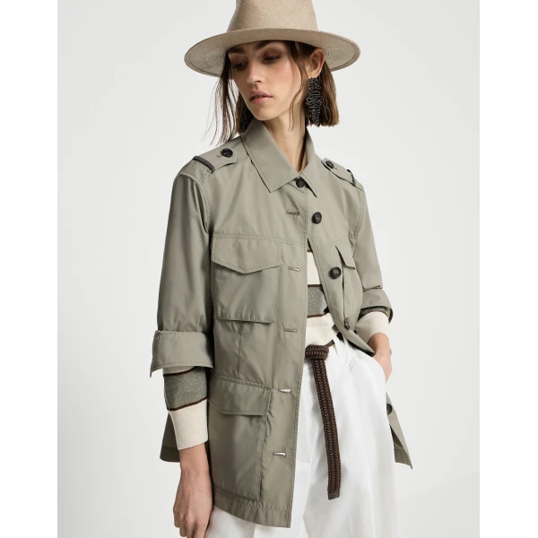 Brunello Cucinelli Outerwear with monili in Khaki Jacket, view 5