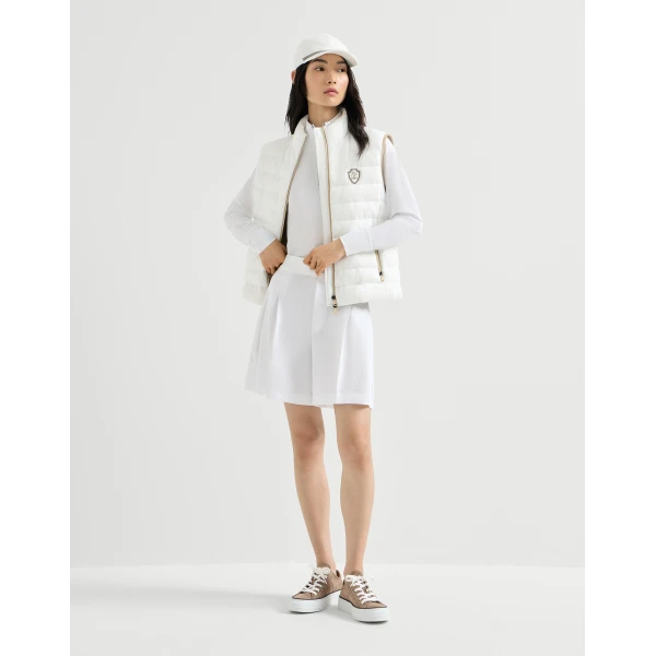 Brunello Cucinelli Pique Sweatshirt with logo in White Top, view 6
