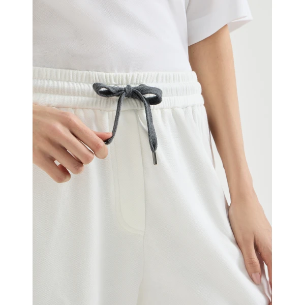 Brunello Cucinelli Pique Track trousers in White, view 4