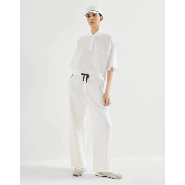 Brunello Cucinelli Pique Track trousers in White, view 5