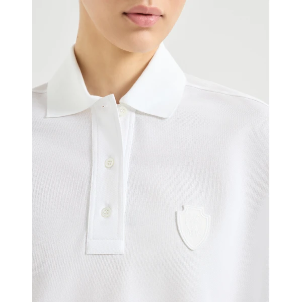 Brunello Cucinelli Piqué polo shirt in White, view 4