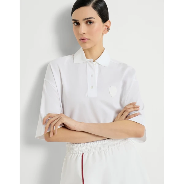 Brunello Cucinelli Piqué polo shirt in White, view 5
