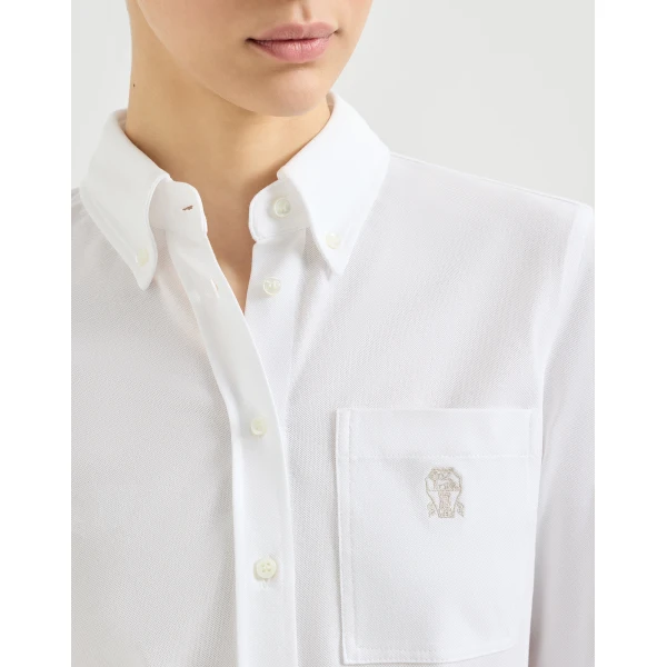 Brunello Cucinelli Piqué shirt in White, view 4