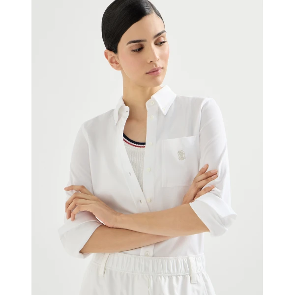 Brunello Cucinelli Piqué shirt in White, view 5