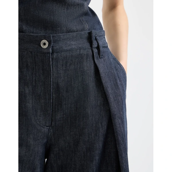 Brunello Cucinelli Pleated A-line trousers in Denim, view 4