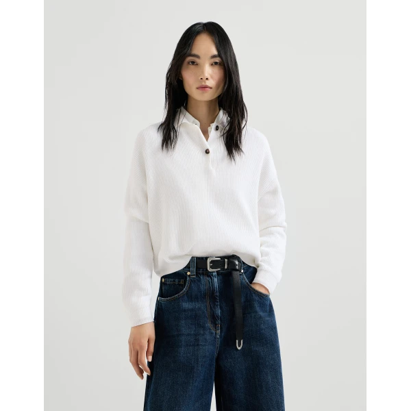 Brunello Cucinelli Polo-style sweater in Panama, view 2