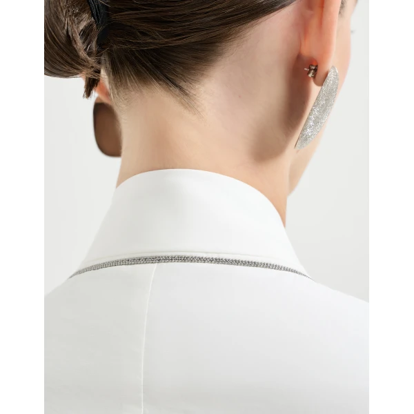 Brunello Cucinelli Poplin belted vest in White, view 4