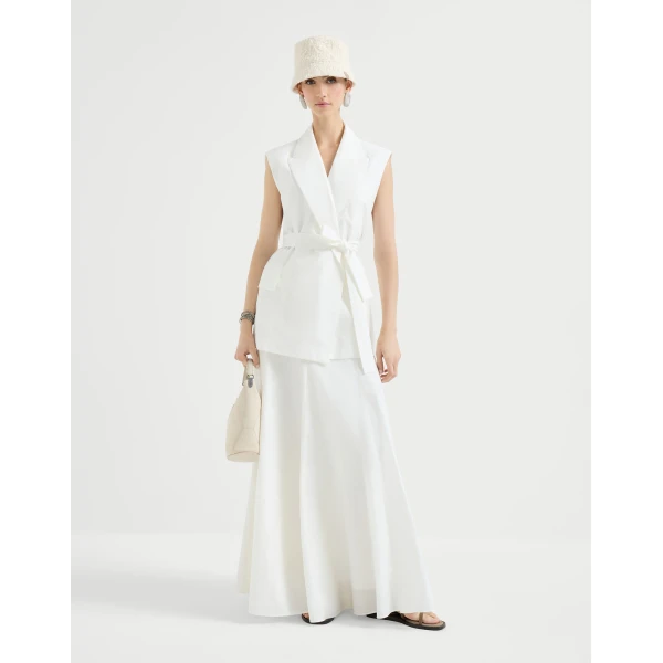 Brunello Cucinelli Poplin belted vest in White, view 6