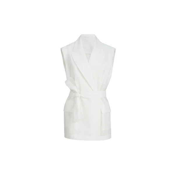 Brunello Cucinelli Poplin belted vest in White
