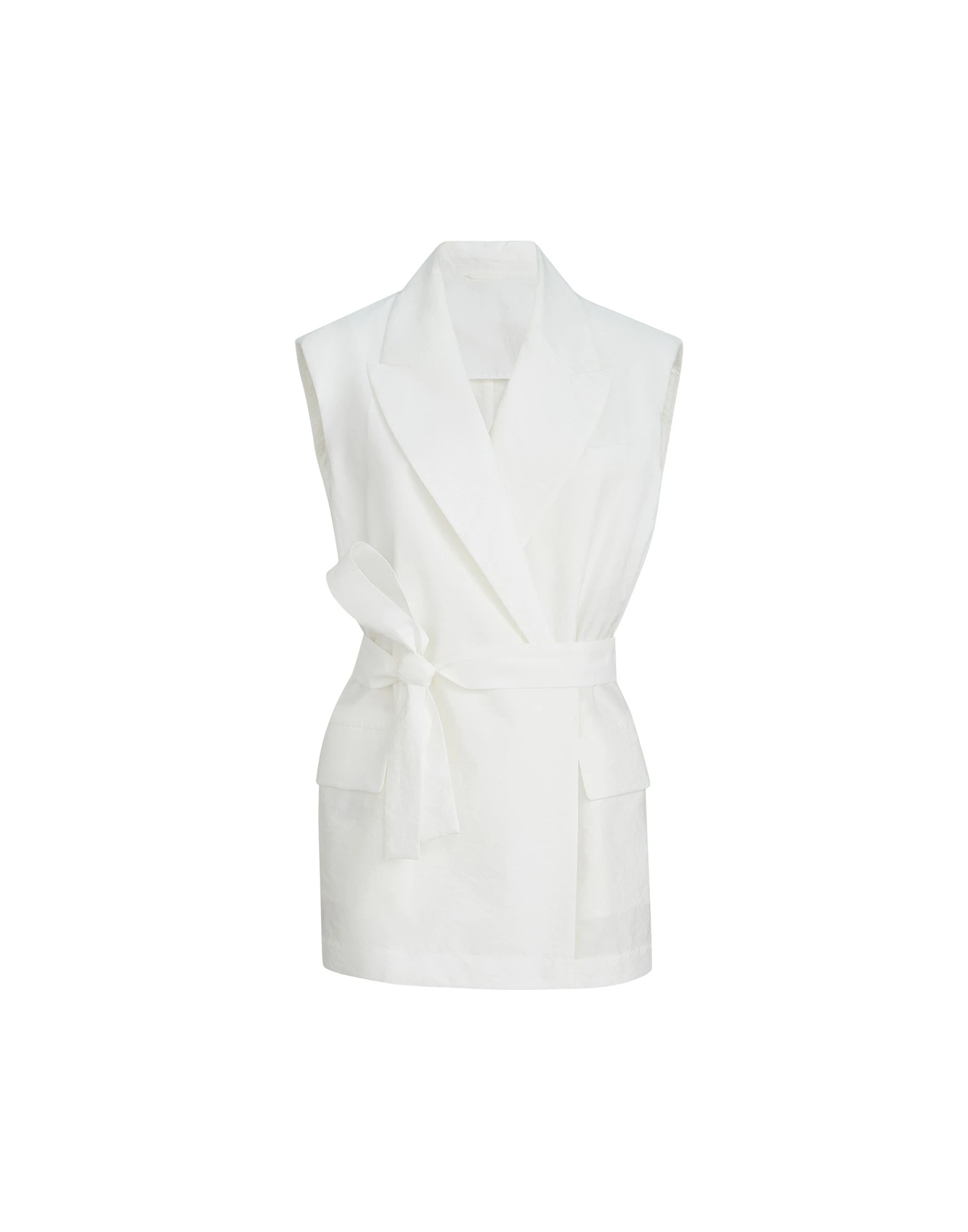 Brunello Cucinelli Poplin belted vest in White