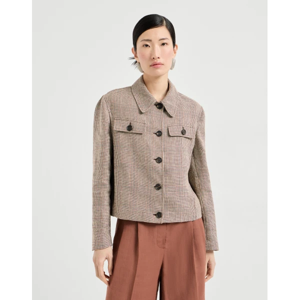 Brunello Cucinelli Prince of Wales blazer in Light Brown, view 2