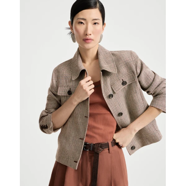 Brunello Cucinelli Prince of Wales blazer in Light Brown, view 5