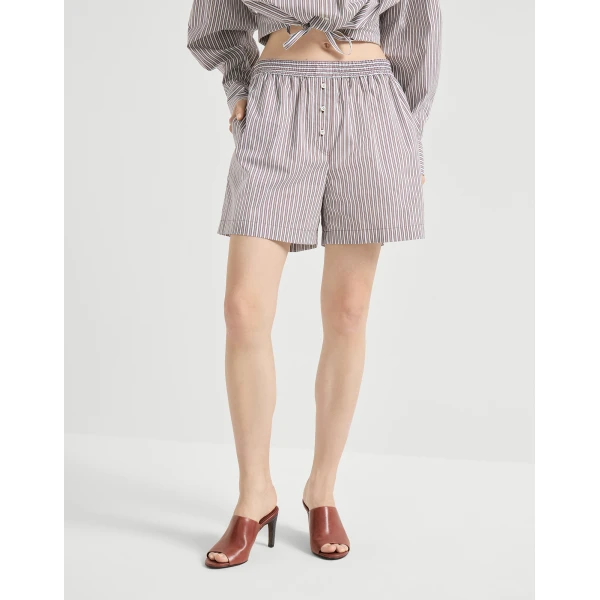 Brunello Cucinelli Pyjama-style shorts with monili, view 2