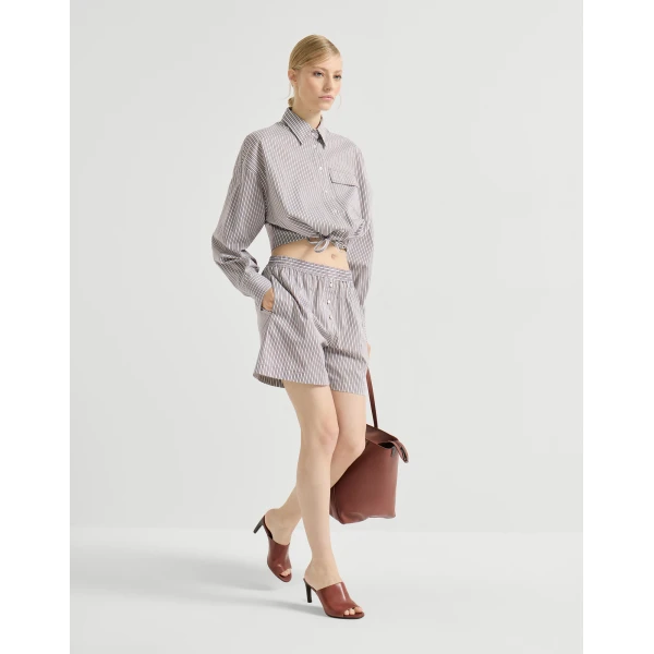 Brunello Cucinelli Pyjama-style shorts with monili, view 5